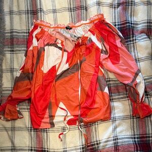 ChicMe Orange and Pink Ruffled Top